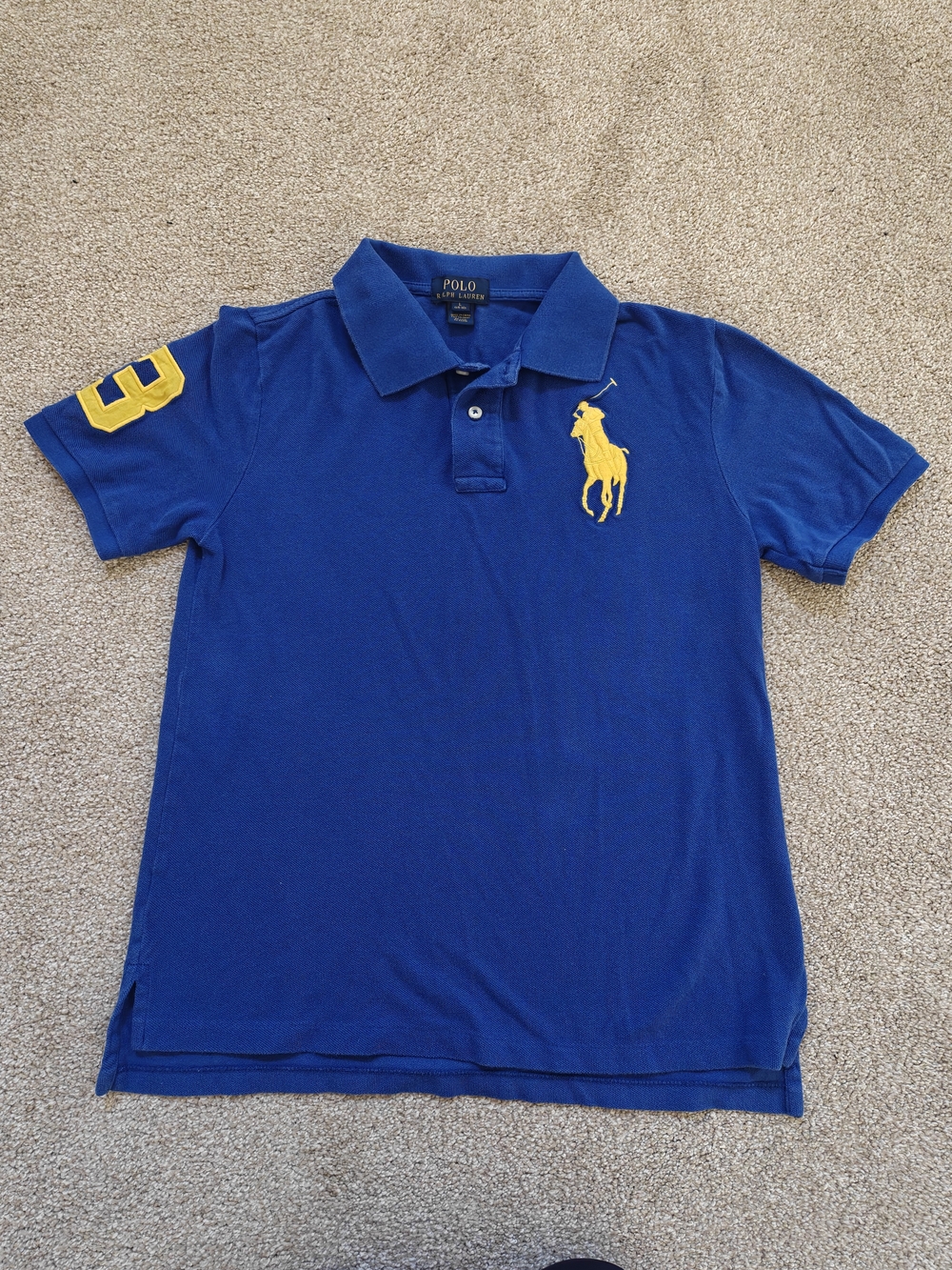 Polo by Ralph Lauren Boys' Blue Polo Shirt with Yellow Logo
